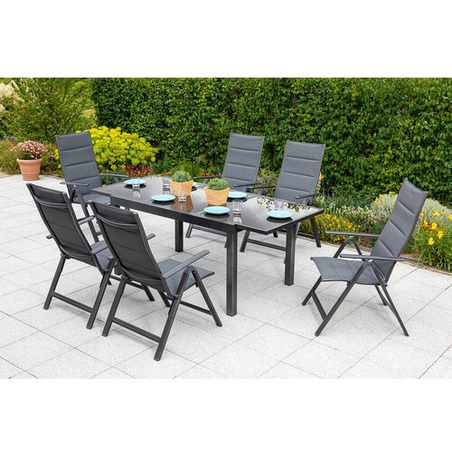 Gardenson Raztegljiva Vrtna Miza Ambia, Steklo, Aluminij, 140-200x90 Slike