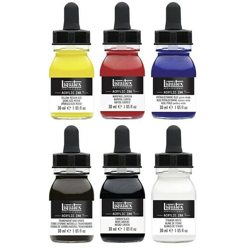 LIQUITEX Professional Set risarskih črnil Essentials (Barvno sortirano, 6 kos x 30 ml, Steklenica) Cene