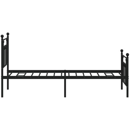  Metalni okvir kreveta uzglavlje i podnožje crni 75x190 cm Slike