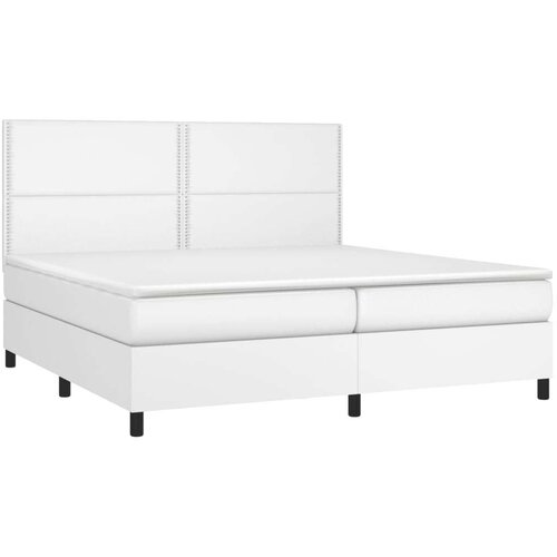  Krevet s oprugama i madracem bijeli 200x200 cm umjetna koža Slike