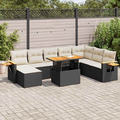  9-dijelni set vrtnih sofa s jastucima crni od poliratana bagrem Cene