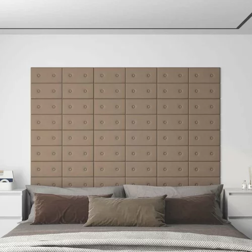  Zidne ploče od umjetne kože 12 kom cappuccino 30x15 cm 0 54 m²