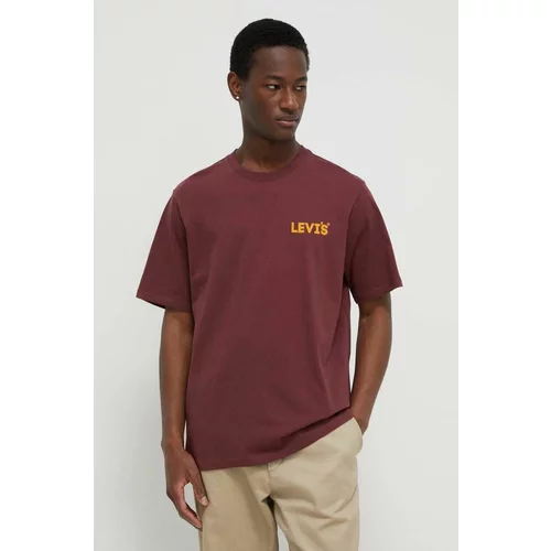Levi's Bombažna kratka majica moški, bordo barva