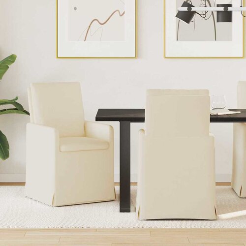 vidaXL Jedilni stoli 2 pcs Bež 57 x 67 x 98 cm Laneno platno Cene