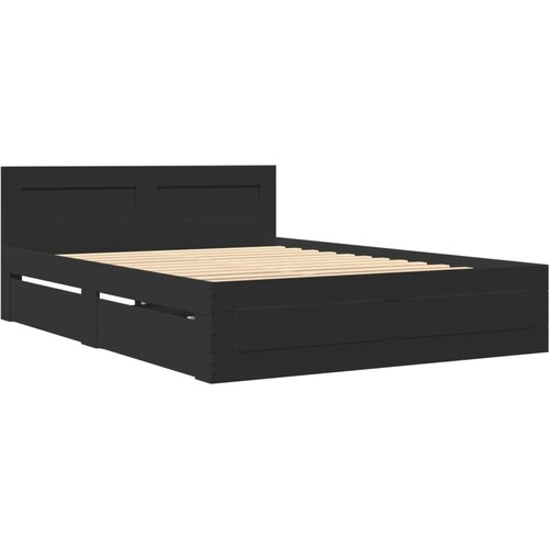 VidaXL Posteljni okvir z vzglavjem črn 120x200 cm inženirski les, (21304278) Slike