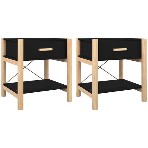 Maison Chic Dvo delni komplet Nočne omarice - Nočne mize črna 42x38x45 cm inženirski les, (21689126) Cene