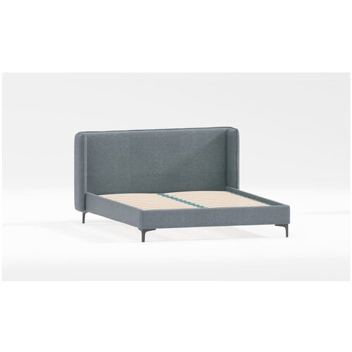 Ropez Plavi tapecirani bračni krevet s podnicom 200x200 cm Basti &amp;ndash; Slike