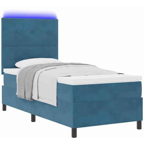  LED Box Spring Krevet Tamno plava 90 x 190 cm Bar&amp;scaron;un Slike