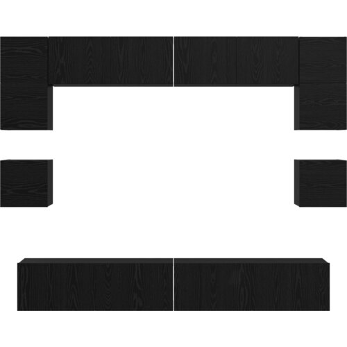 vidaXL Set TV komoda s policom Ostalo s pohranom s vratima 8 pcs Crni hrast 100 x 30 x 30 cm Cene