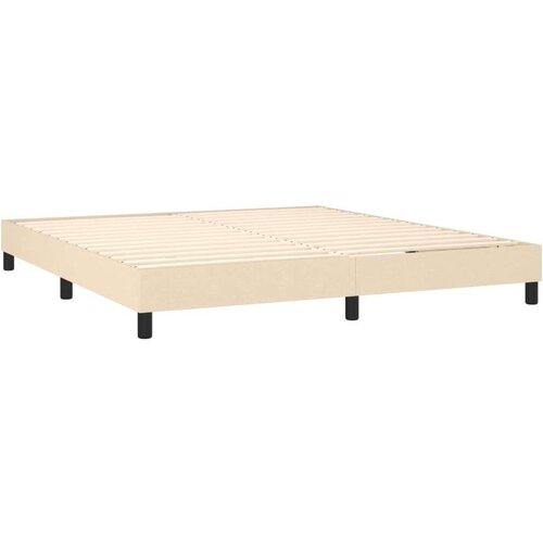 vidaXL Box spring postelja z vzmetnico LED krem 180x200 cm blago Cene