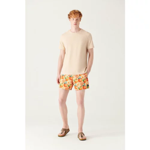 Avva Men's Orange Printed Marine Shorts