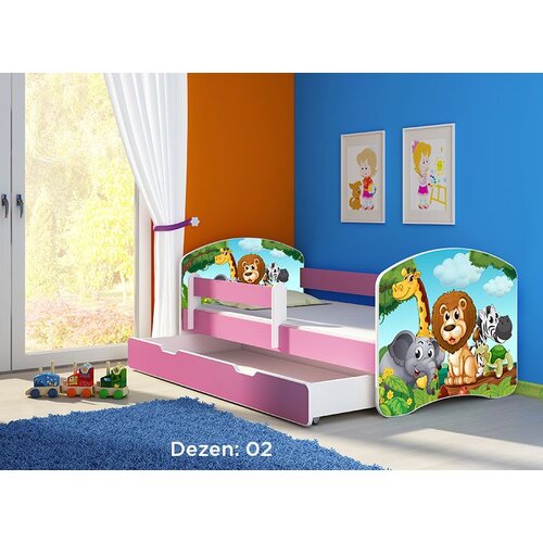 ACMA dečiji krevet II 140x70 F + du&amp;scaron;ek 6 cm PINK2 Slike