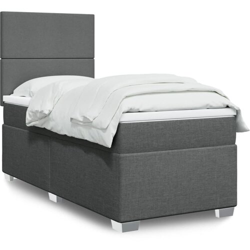 VidaXL Box spring postelja z vzmetnico temno siva 90x200 cm blago Slike