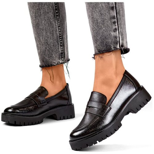 Primohurt Black women&amp;#039;s loafers with a thick sole, black women&amp;#039;s loafers Slike