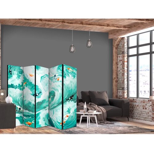  Paravan - Koi Fish Among Waves - Japanese Fish Amid Waves in Shades of Turquoise And White 225x172 Akustični Cene