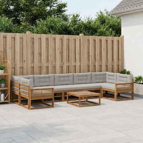  Set vanjskih sofa 8 pcs Prirodna i Svjetlosiva Slike