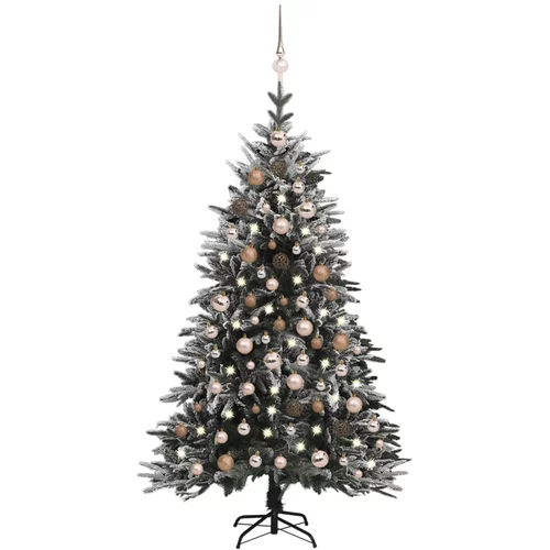 vidaXL umjetno božićno drvce LED s kuglicama i snijegom 180 cm PVC/PE