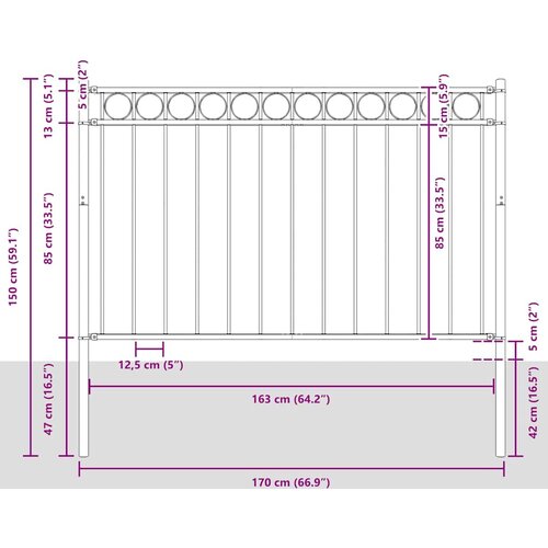 Element Ograde ASSEN Siva 170 x 150 cm Čelik Slike