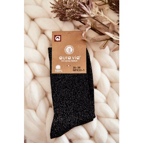 Kesi Women's Socks With Shiny Thread Black