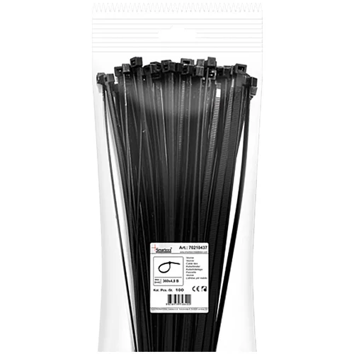 x Kabelske vezice (črne barve, 360 x 4,8 mm, 100 kosov)