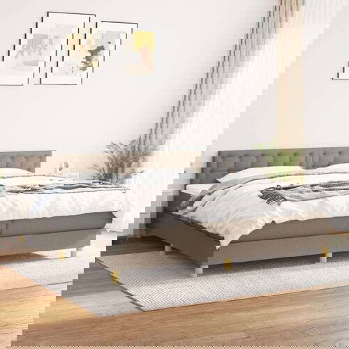  Box spring postelja z vzmetnico taupe 200x200 cm blago, (20897589) Cene