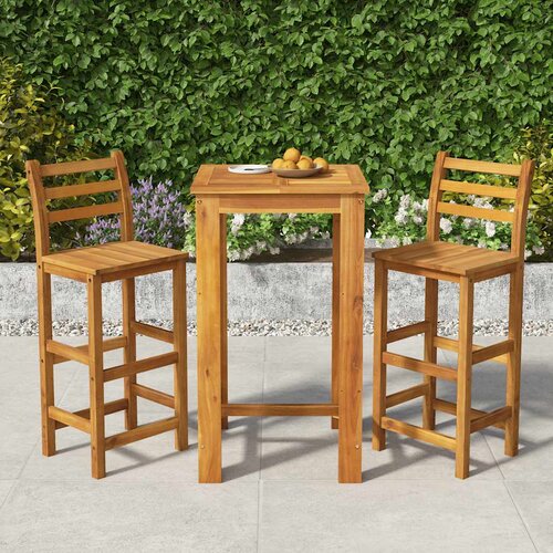  3-dijelni vrtni barski set od masivnog bagremovog drva Smeđa 60 cm table length Cijene