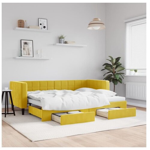 vidaXL Dnevni krevet na razvlačenje s ladicama žuti 80 x 200 cm baršun Cene