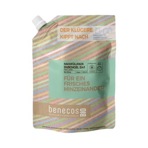 Benecos benecosbio 2u1 gel za tuširanje "osvježavajuća menta" - 1.000 ml