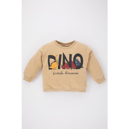 Defacto Baby Boy Crew Neck Dinosaur Printed Soft Feathered Inner Sweatshirt Slike