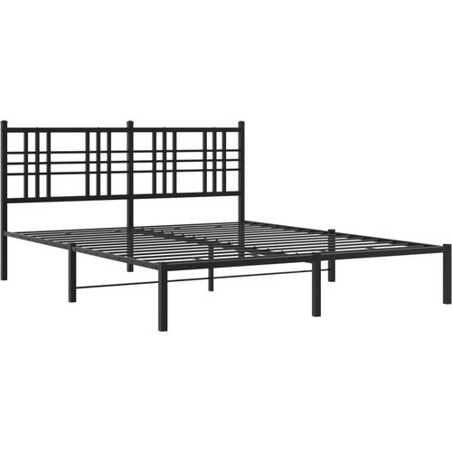 vidaXL Kovinski posteljni okvir z vzglavjem črn 150x200 cm, (21111837) Cene