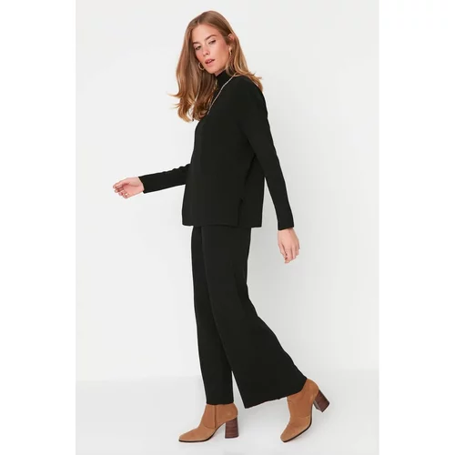 Trendyol Black Ribbed Stand Up Collar Knitwear Bottom-Top Suit
