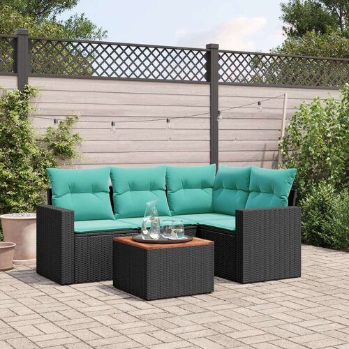 vidaXL Vrtna garnitura - 5-dijelni set vrtnih sofa od poliratana s jastucima crni - Crna 1 Cene