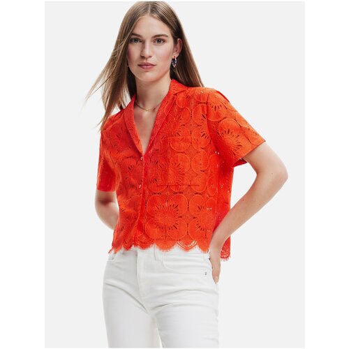 Desigual Orange Preston Lace Shirt - Women Slike