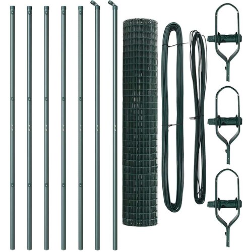  Ograda s postovima Zelena 1,6 x 10 m Čelik i PVC Slike