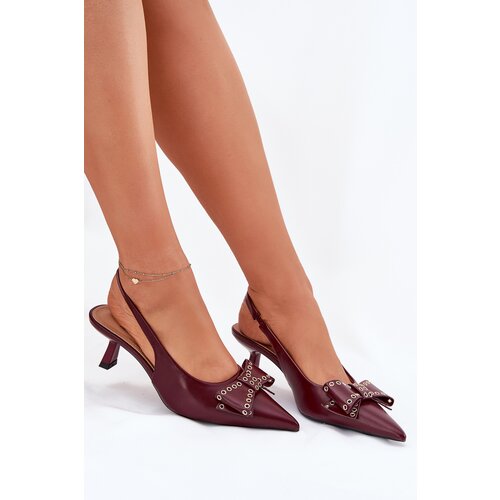 Boto Stiletto Heels With Bow Burgundy Folesca Cene