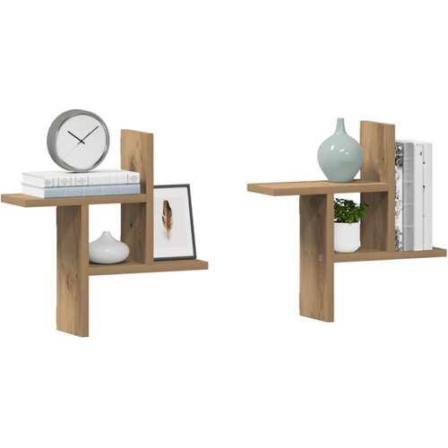  Zidne police 2 kom boja artisian hrast 38x12x38 cm drvene Slike