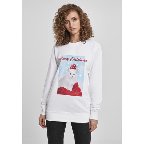 MT Ladies Ladies Merry Christmas Cat Crewneck White Slike