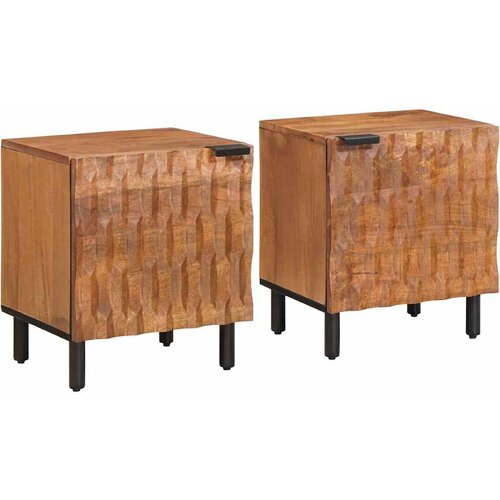  Noćni ormar 2 pcs Smeđa 40 x 33 x 46 cm Čvrsto drvo manga Slike