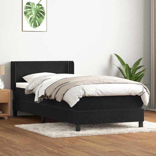 vidaXL Box spring postelja z vzmetnico črna 90x210 cm žamet Cene