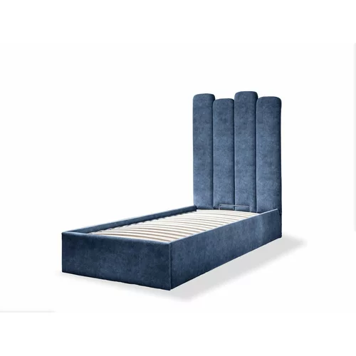 Miuform Modra oblazinjena postelja s prostorom za shranjevanje in letvenim dnom 90x200 cm Dreamy Aurora - Miuform