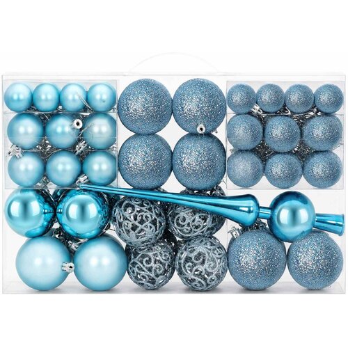  Set božićnih kuglica 111 kom. Tirkizna Promjer 6 cm Polistiren Slike