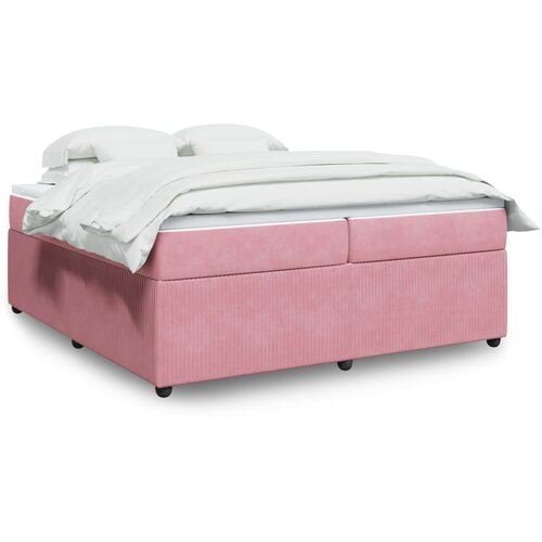vidaXL Box spring postelja z vzmetnico roza 200x200 cm žamet Cene
