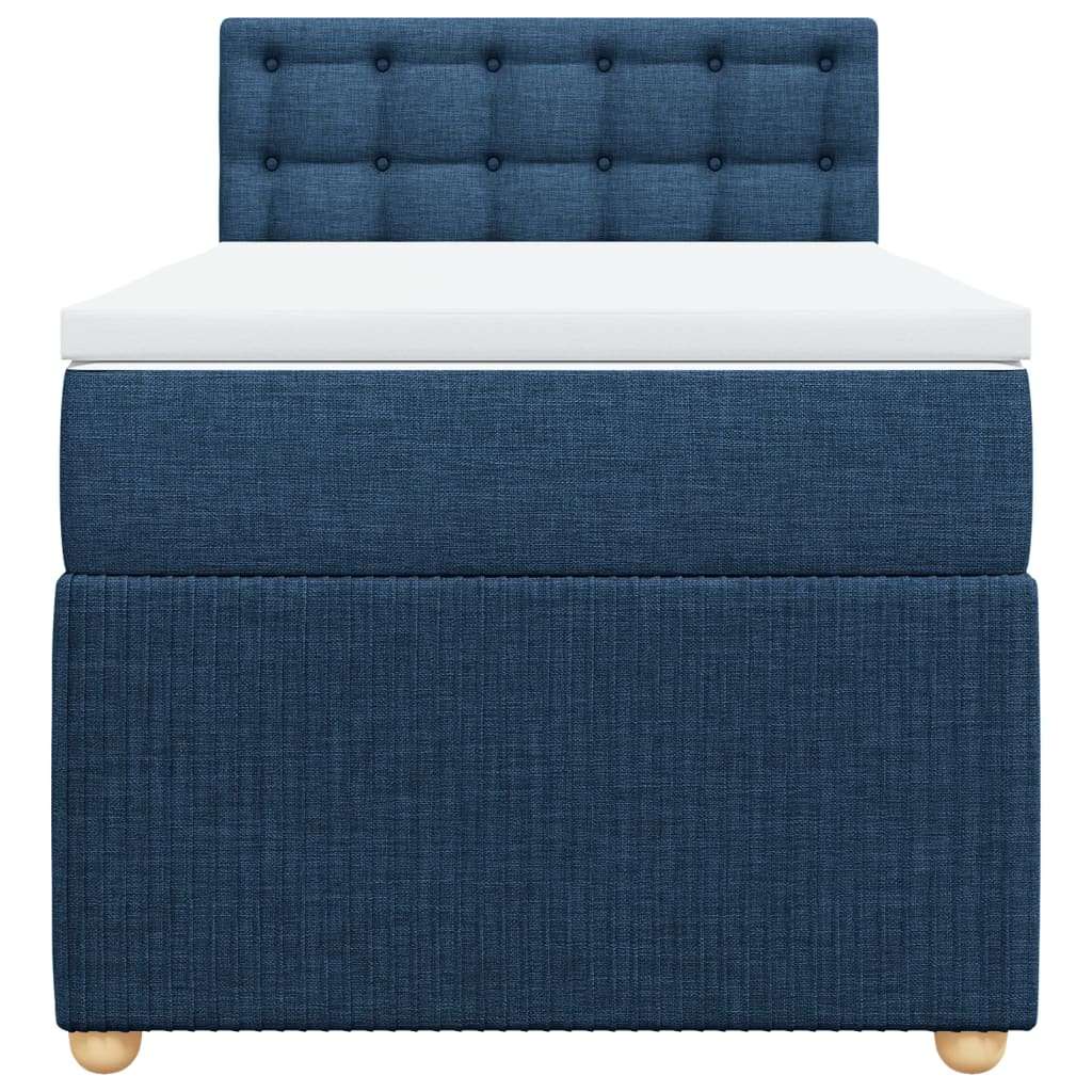 VidaXL Krevet s oprugama i madracem plavi 90 x 190 cm od tkanine Slike