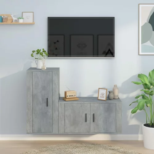 vidaXL 2-dijelni set TV ormarića siva betona konstruirano drvo