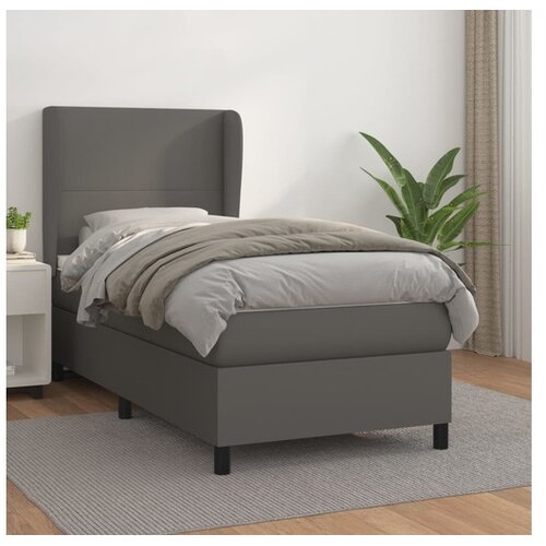  Box spring postelja z vzmetnico siv 100x200 cm umetno usnje Cene