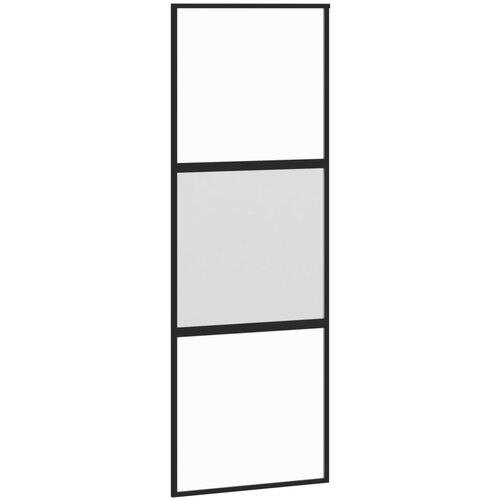VidaXL Klizna vrata crna 76x205 cm od kaljenog stakla i aluminija Slike