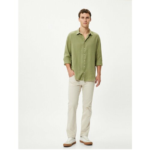 Koton Italian Collar Shirt Long Sleeved Cotton Cotton Regular Fit Slike