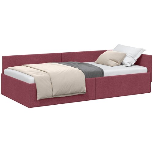  Kutni okvir kreveta Vinska crvena 90 cm x 200 cm tkanina Slike