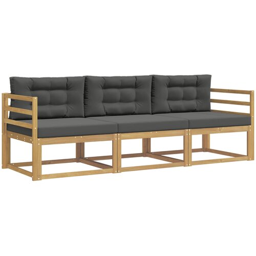  Set vanjskih sofa s jastukom 3 pcs Bijela i antracit Poliester Slike