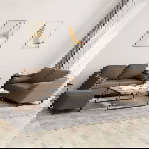 VidaXL 3-dijelni set sofa s jastucima smeđi od tkanine Slike